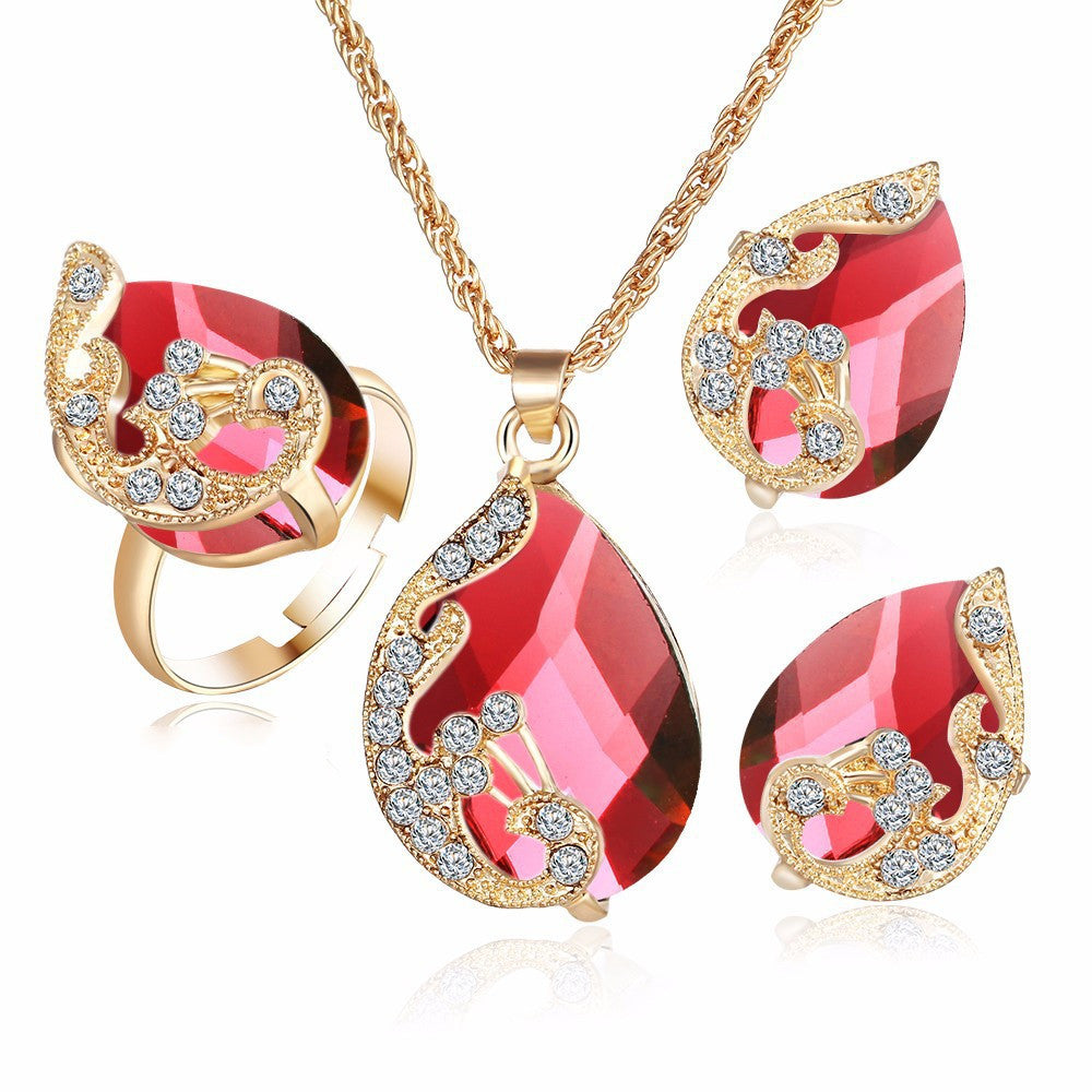 Enchanté Brilliance: Rhinestone Elegance Necklace Earrings Set