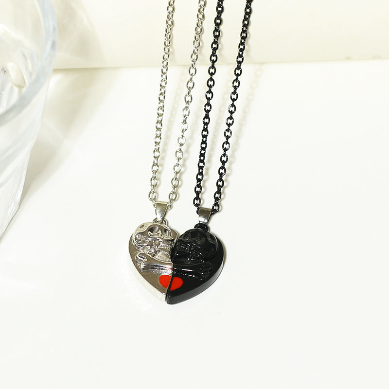 Skull Heart-shaped Magnetic Love Couple Necklace