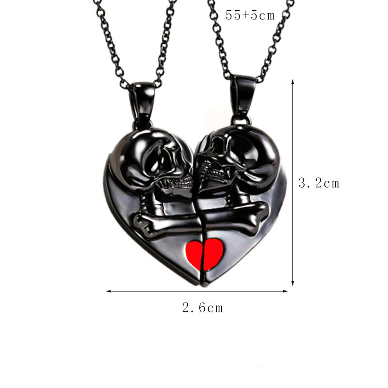 Skull Heart-shaped Magnetic Love Couple Necklace