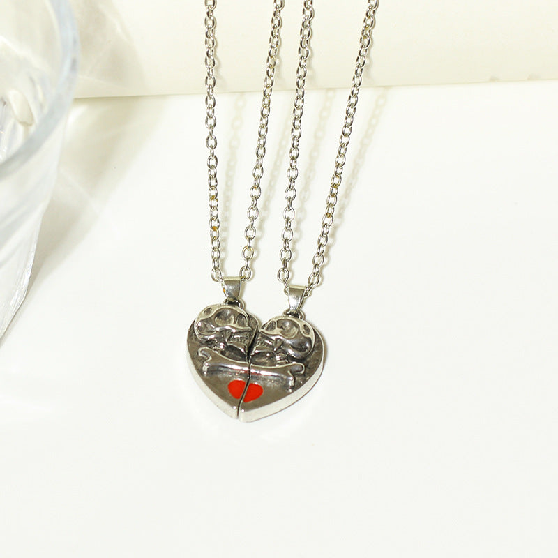 Skull Heart-shaped Magnetic Love Couple Necklace