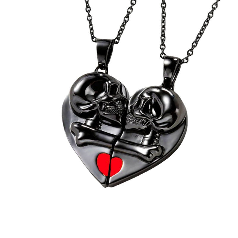 Skull Heart-shaped Magnetic Love Couple Necklace
