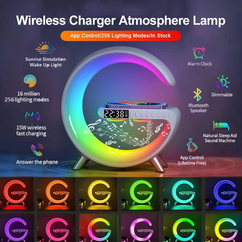 Smart LED Lamp with Bluetooth Speaker & Wireless Charger