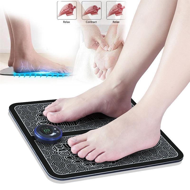 Woman Using EMS Foot Massager