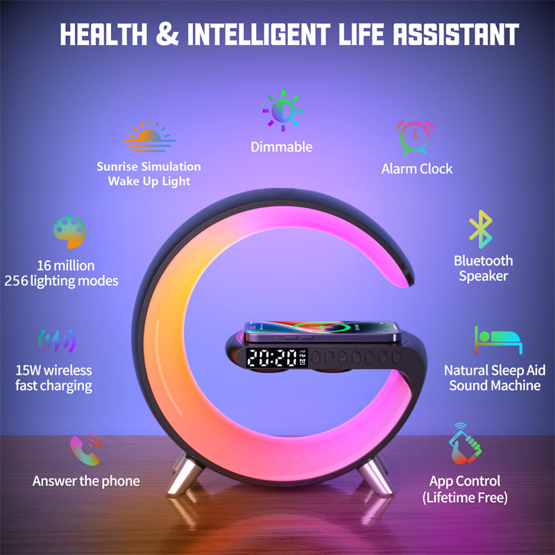 Smart LED Lamp with Bluetooth Speaker & Wireless Charger