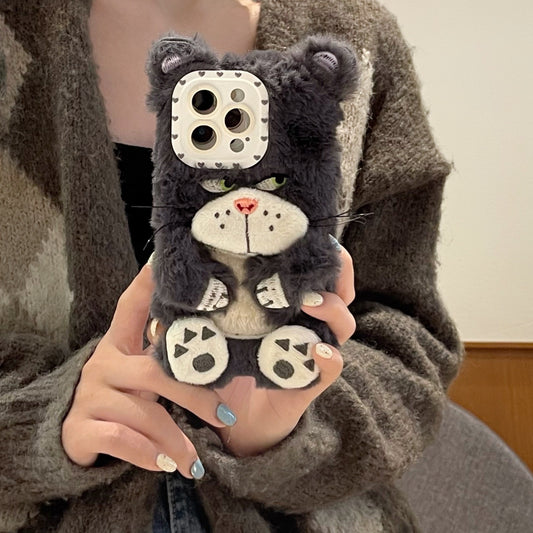 Plush Cute Staring Cat Phone Case