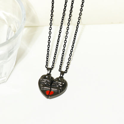 Skull Heart-shaped Magnetic Love Couple Necklace