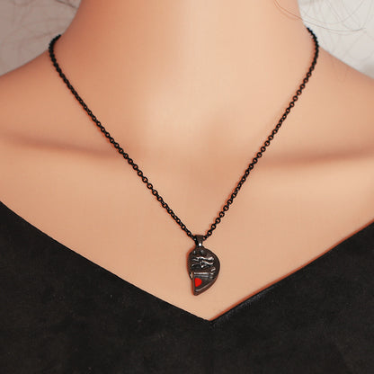 Skull Heart-shaped Magnetic Love Couple Necklace