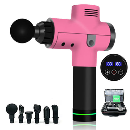 Pink Massage Gun with Various Attachment Heads