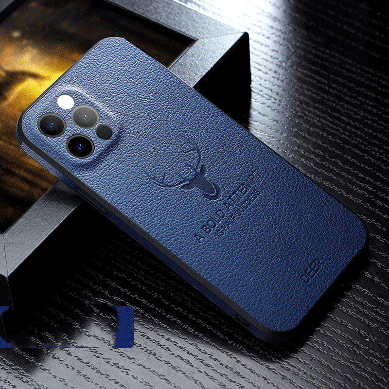 Angled view of the Elegant Deer Leather Case highlighting its slim profile
