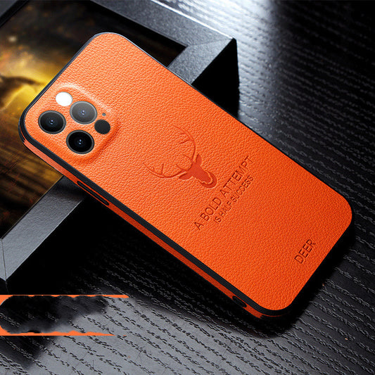 Sophisticated Deer design embossed on a high-quality leather iPhone case
